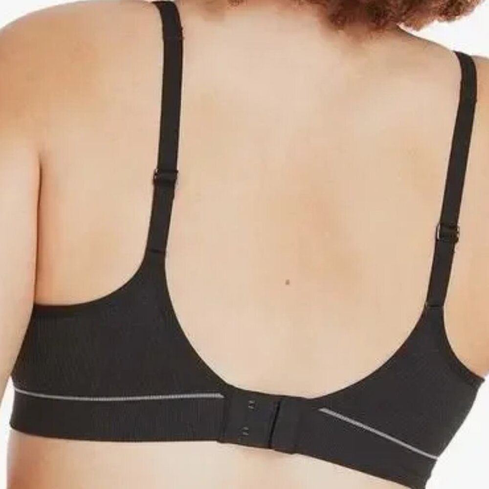 Hanes Set of 2 Turquoise & Black Adjust Seamless Rib Padded Wireless Bras. Sz: M - Picture 7 of 8